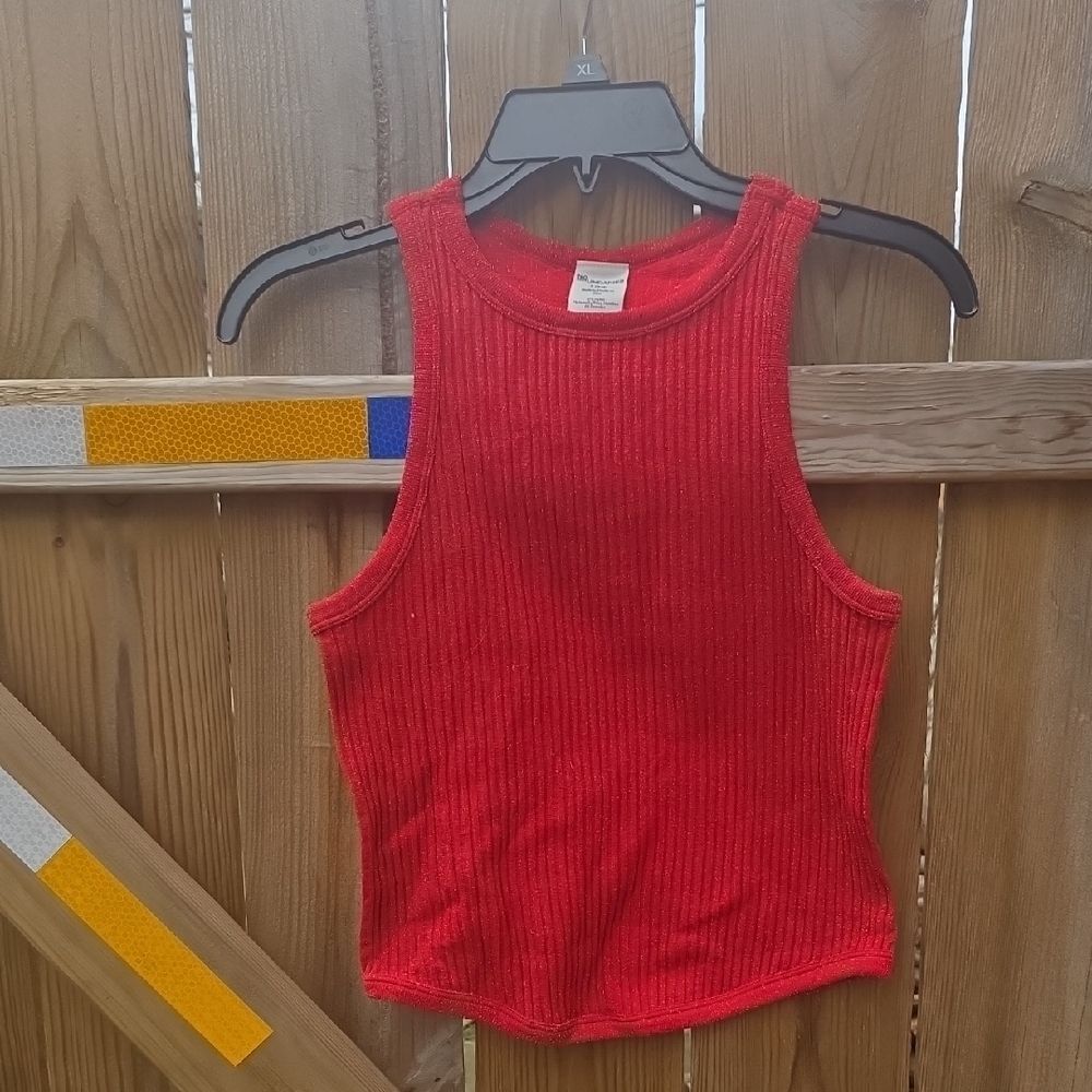 No Boundaries Red Ribbed Tank Top